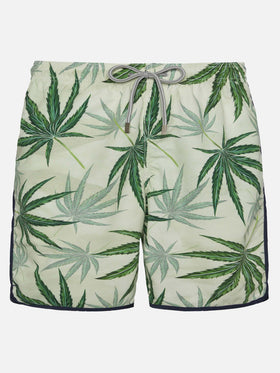 Boardshorts Lanikai with leaves print - MC2 Saint Barth