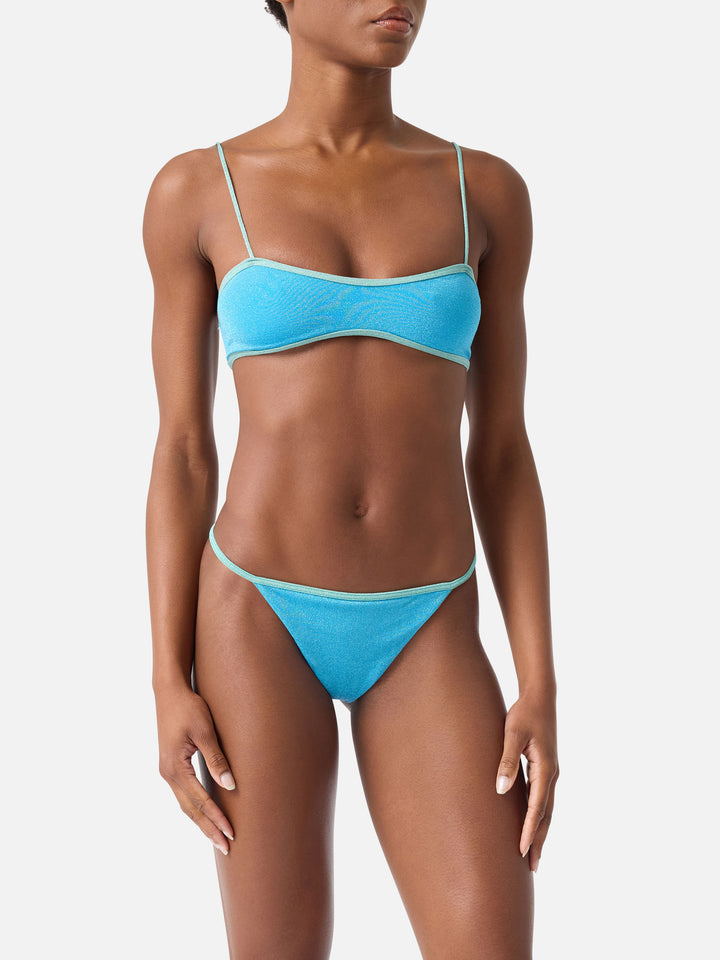 Laryn Jodene lurex scoop bralette bikini with piping