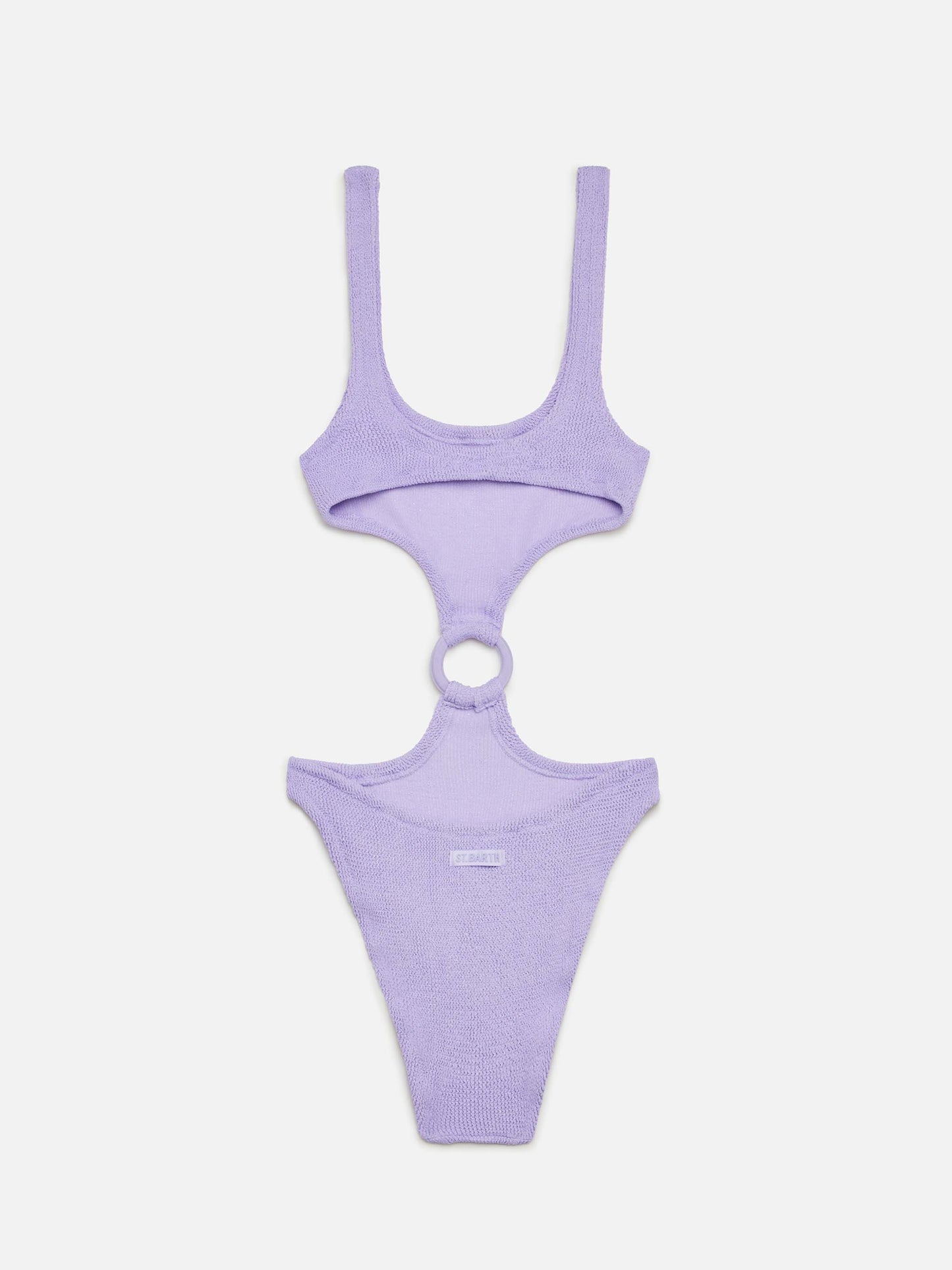 Laurel crinkle lurex lilac cut-out one-piece swimsuit