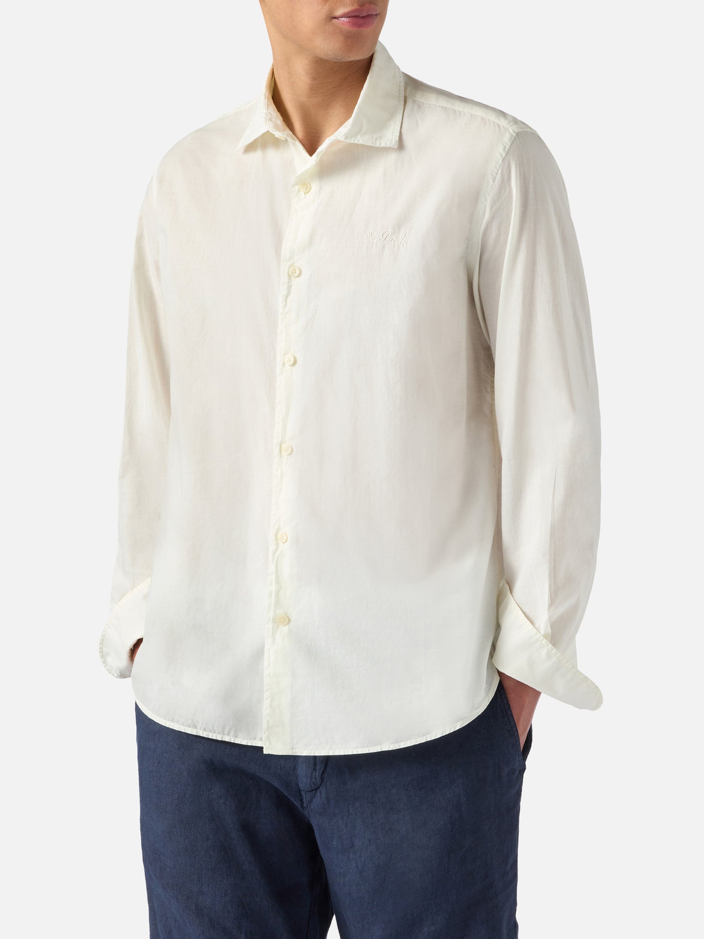 Camicia Chemise in cotone voile panna