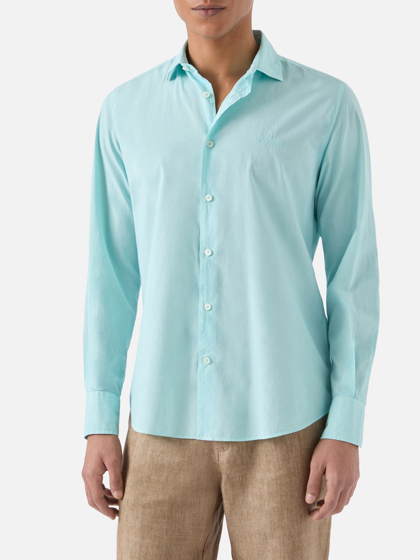 Aqua green Chemise shirt in pure cotton voile