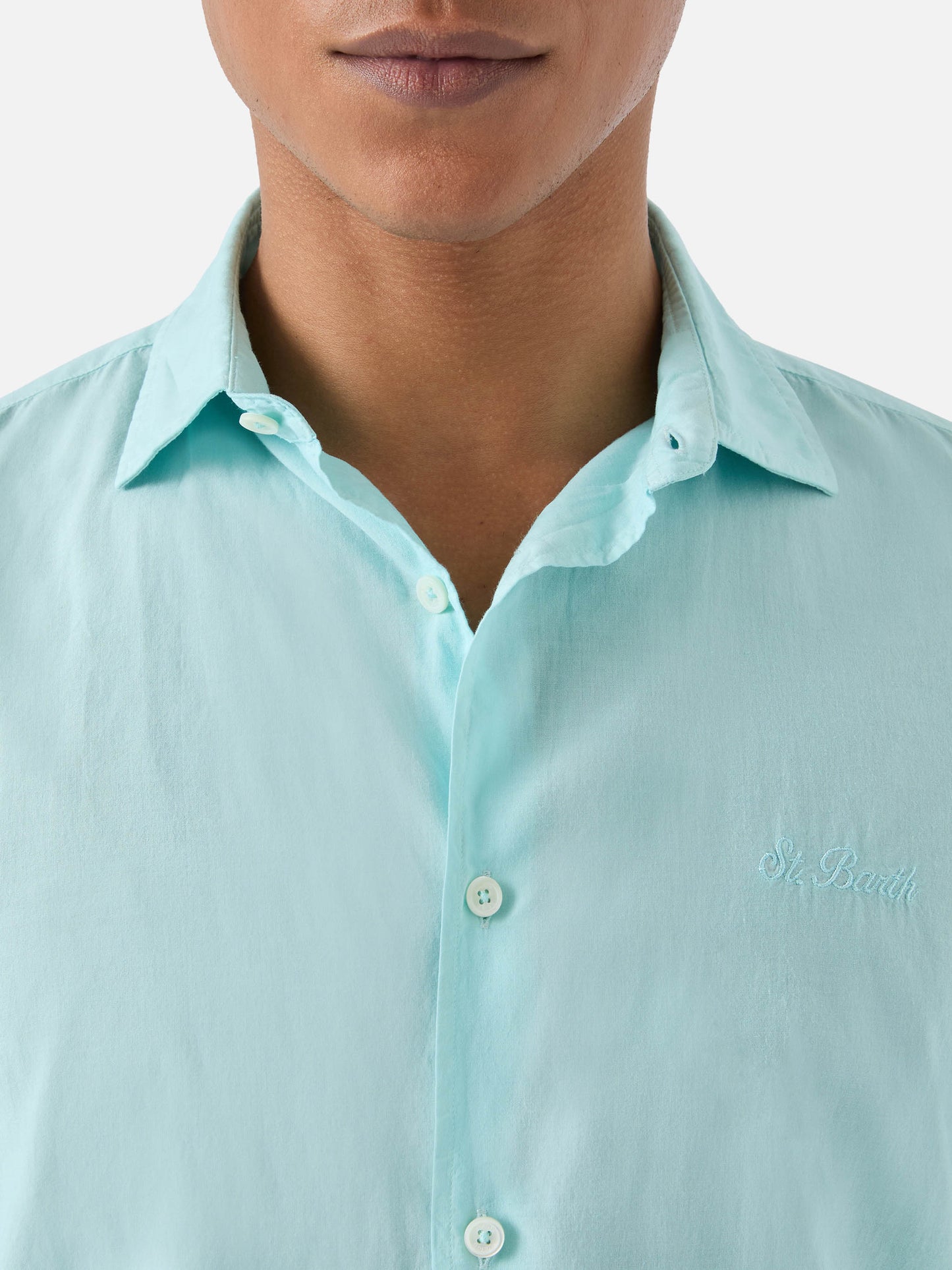 Aqua green Chemise shirt in pure cotton voile