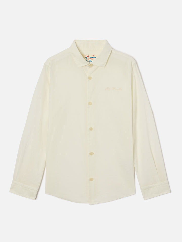Cream Chemise Jr shirt in cotton voile