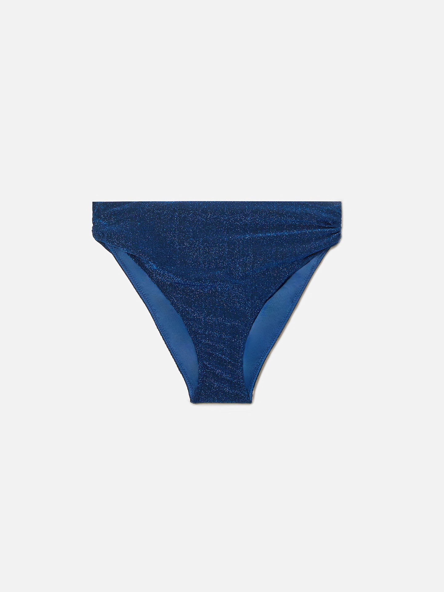 Sugar classic mid-rise bikini bottoms in navy blue lurex fabric