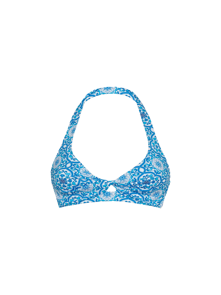 Leda triangle bralette top with majolica print