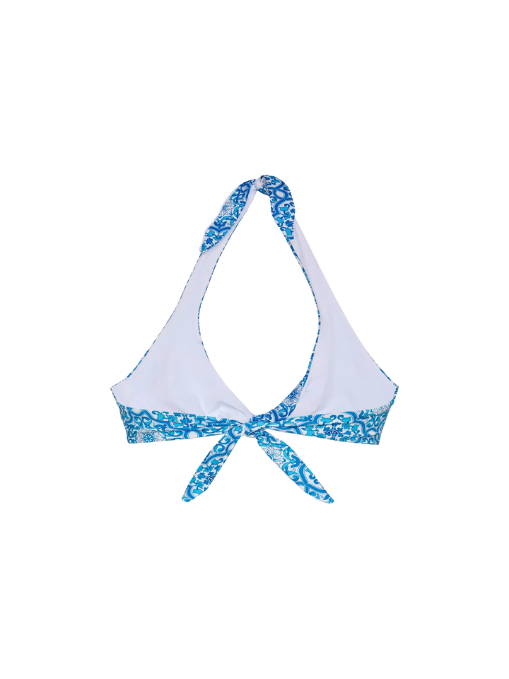 Leda triangle bralette top with majolica print