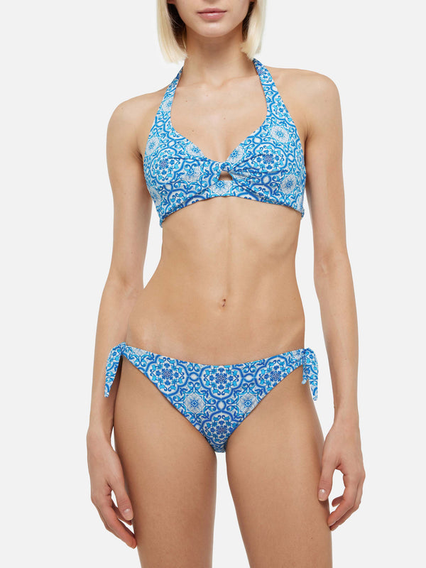 Bralette bikini Leda Yali with majolica print