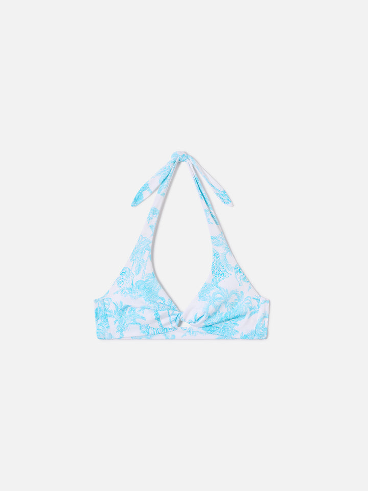 Top bikini Leda bralette con stampa toile de jouy e dettaglio cut out