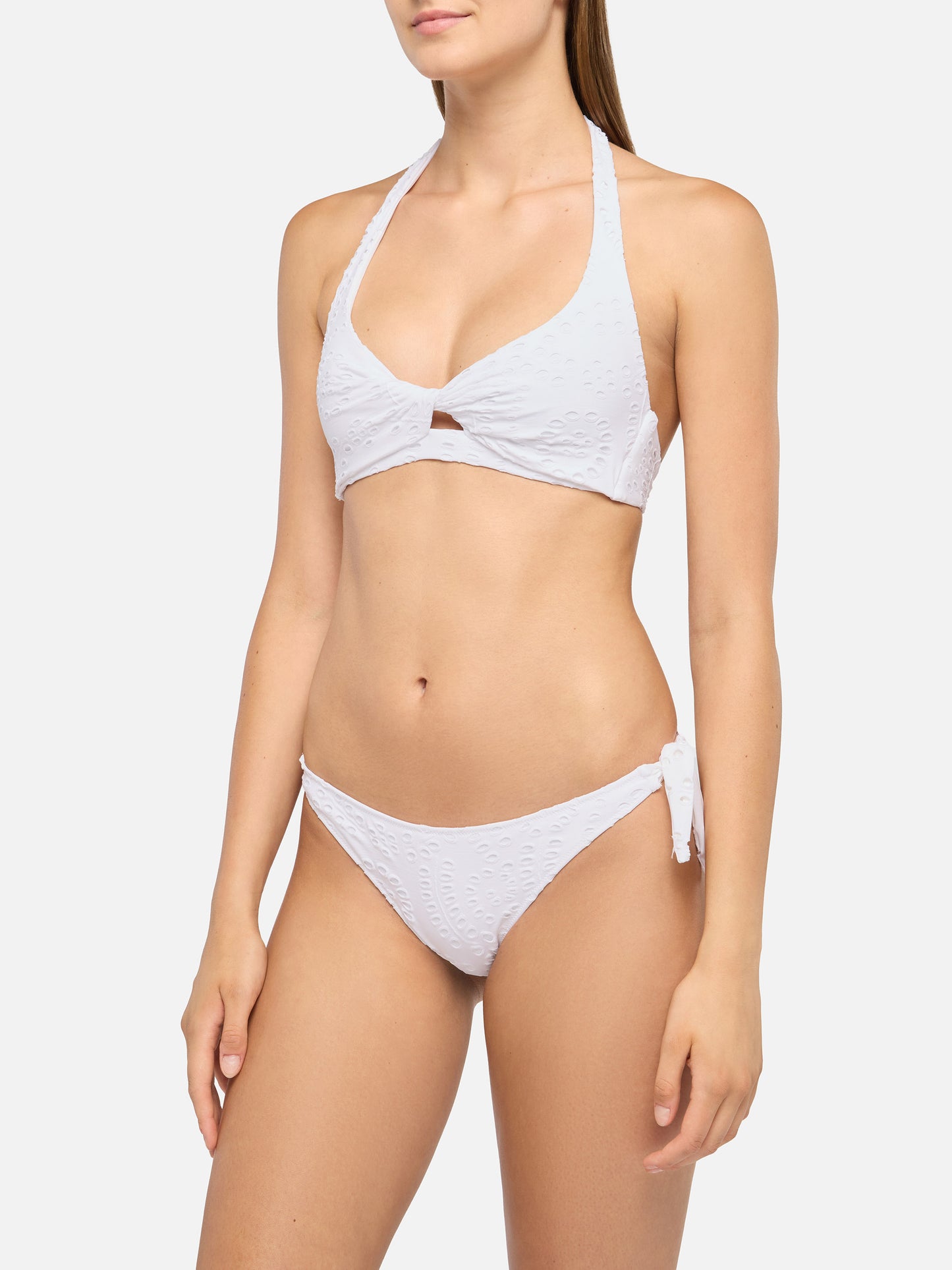 Yali black Sangallo lace classic swim briefs - Leda Sangallo lace triangle bralette top