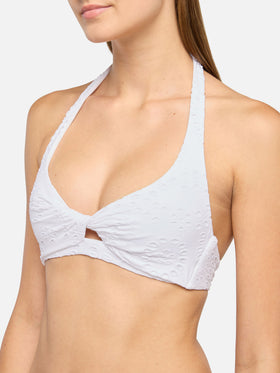 Yali black Sangallo lace classic swim briefs - Leda Sangallo lace triangle bralette top