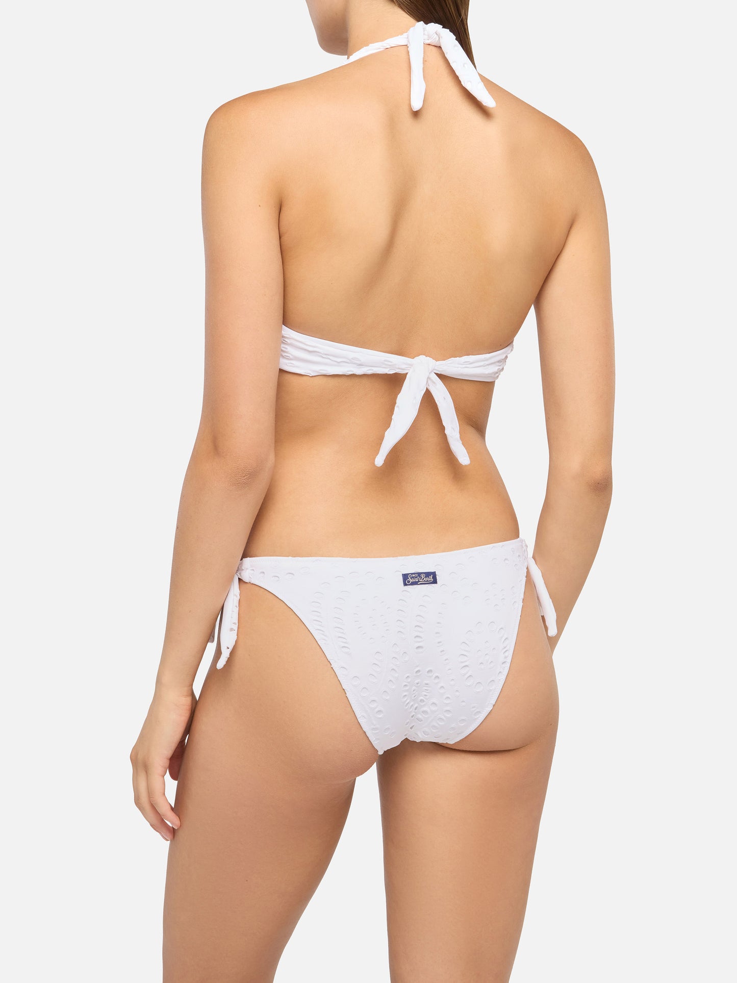 Yali black Sangallo lace classic swim briefs - Leda Sangallo lace triangle bralette top