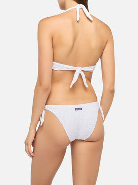 Yali black Sangallo lace classic swim briefs - Leda Sangallo lace triangle bralette top
