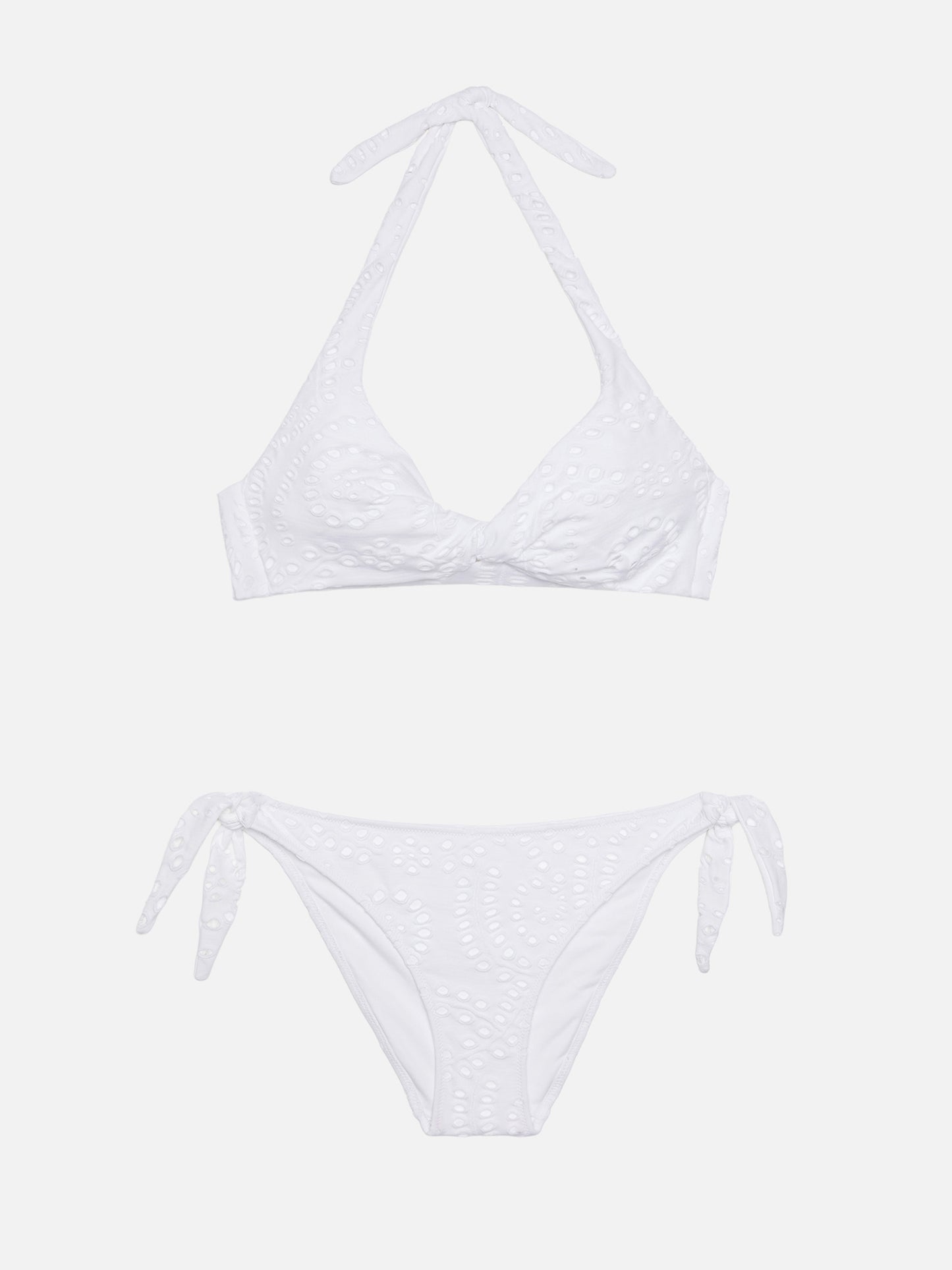 Yali black Sangallo lace classic swim briefs - Leda Sangallo lace triangle bralette top
