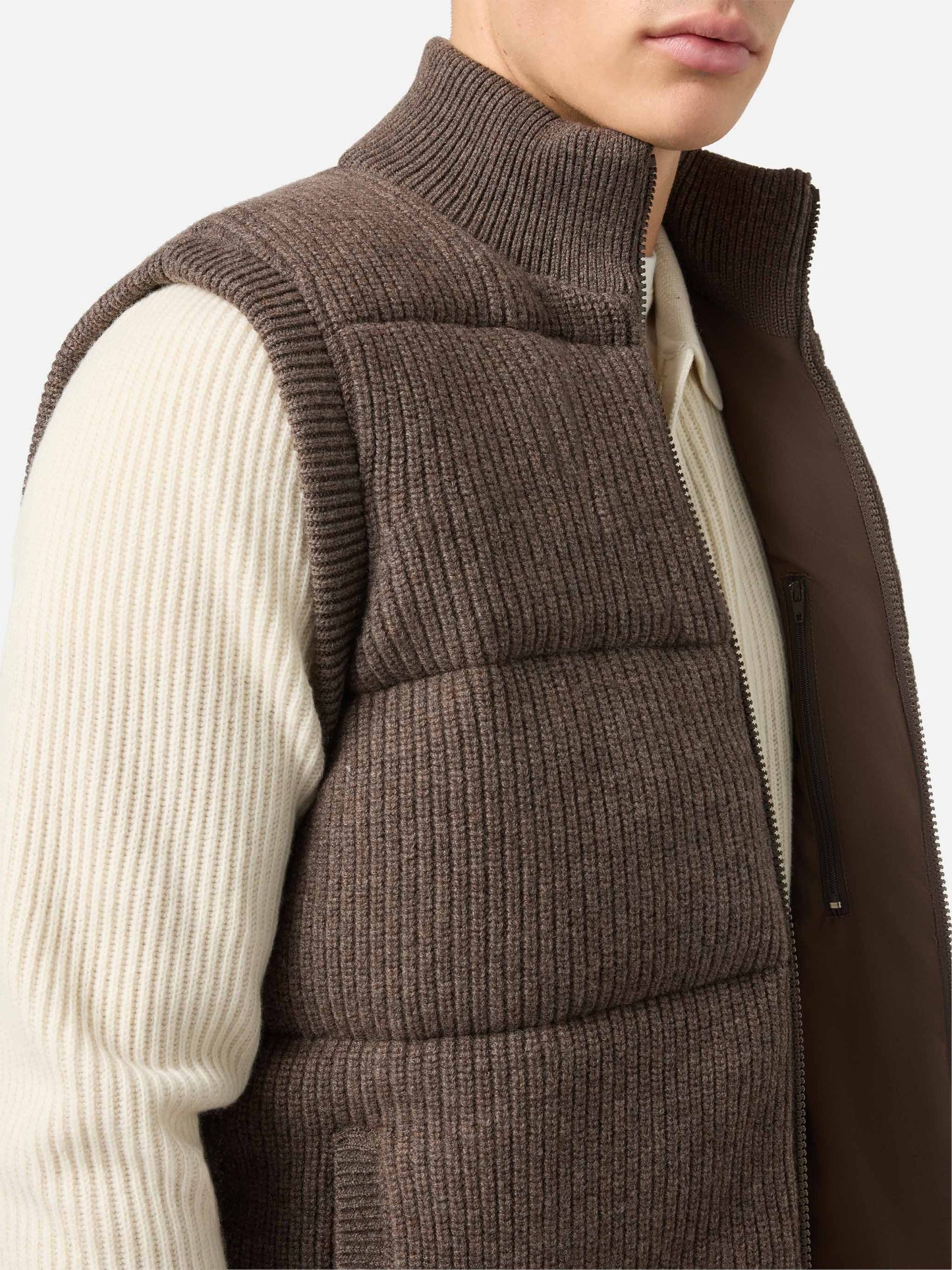 Gilet imbottito Leeds Knit nocciola