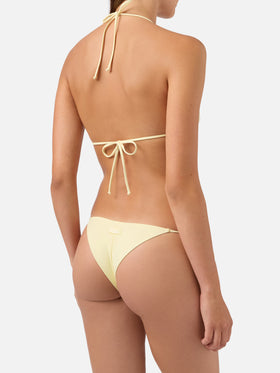 Leah Marielle buttergelber Triangel-Bikini mit Bindebändern 