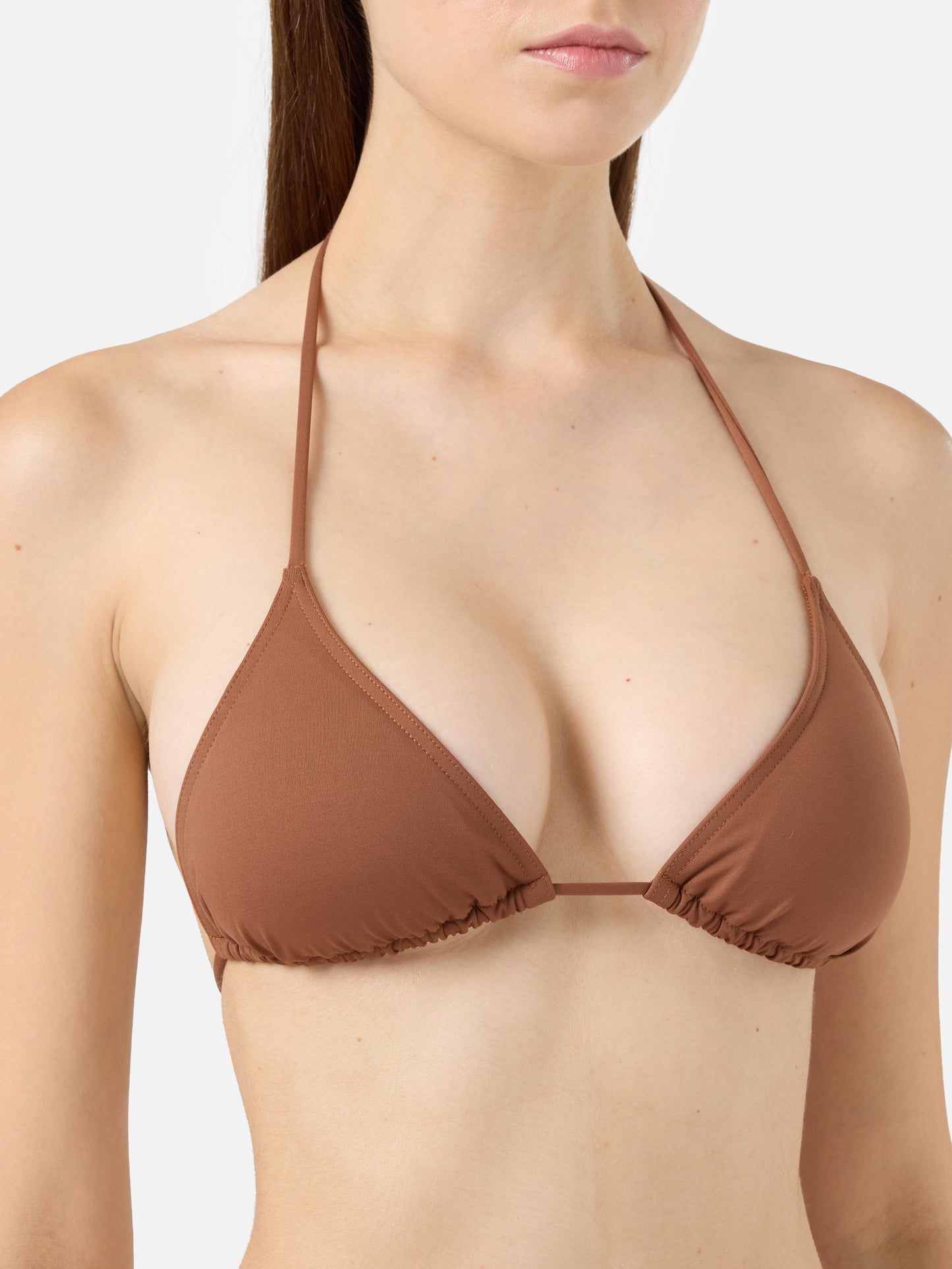 Leah brown triangle top swimsuit