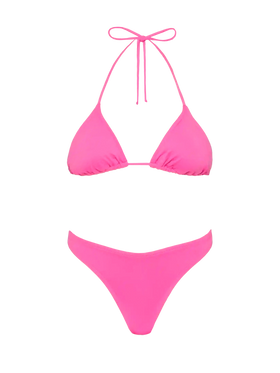 Naomi fuchsia cheeky swim briefs - Leah fuchsia triangle top swimsuit