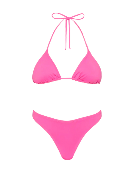 Leah Naomi fuchsia bikini with triangle top and cheeky briefs