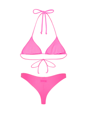 Naomi fuchsia cheeky swim briefs - Leah fuchsia triangle top swimsuit