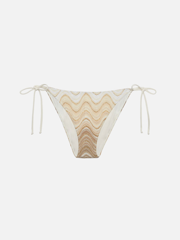 Traingle bikini Leah Virgo in beige raschel knit