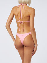 Woman pink classic triangle bikini Leah Naomi