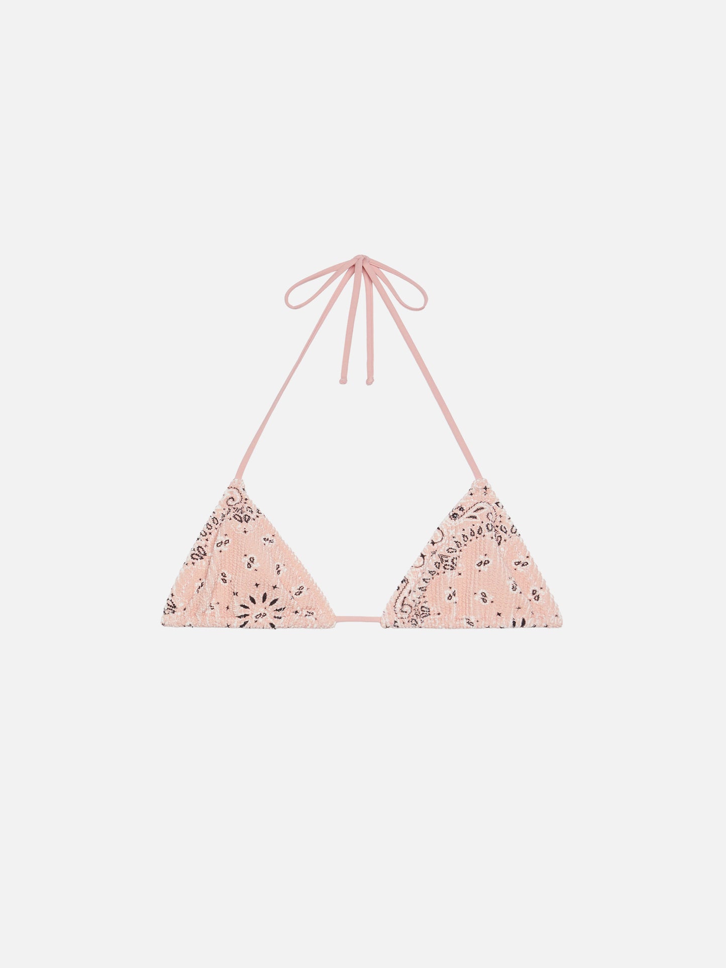 Leah top a triangolo rosa in tessuto crinkle
