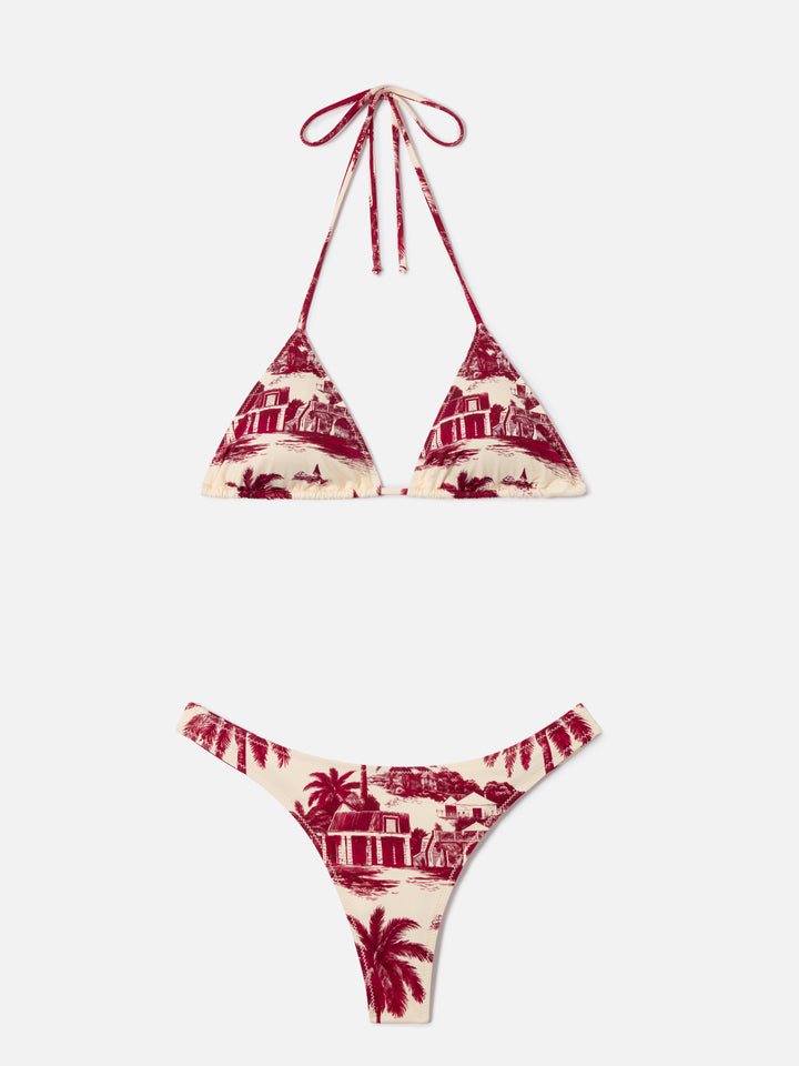 Leah Naomi bordeaux toile de jouy bikini
