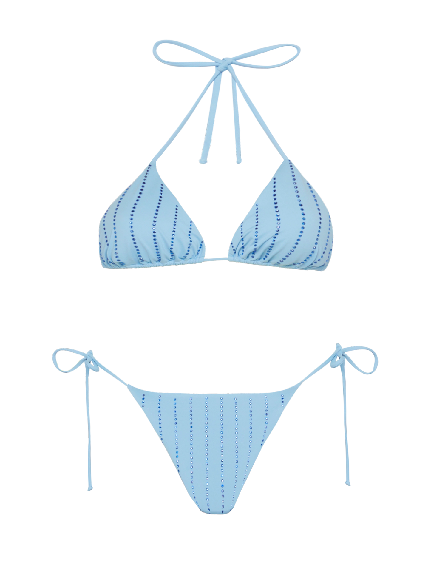 Light blue classic triangle bikini Leah Marielle with striped rhinestone embellishment - MC2 Saint Barth