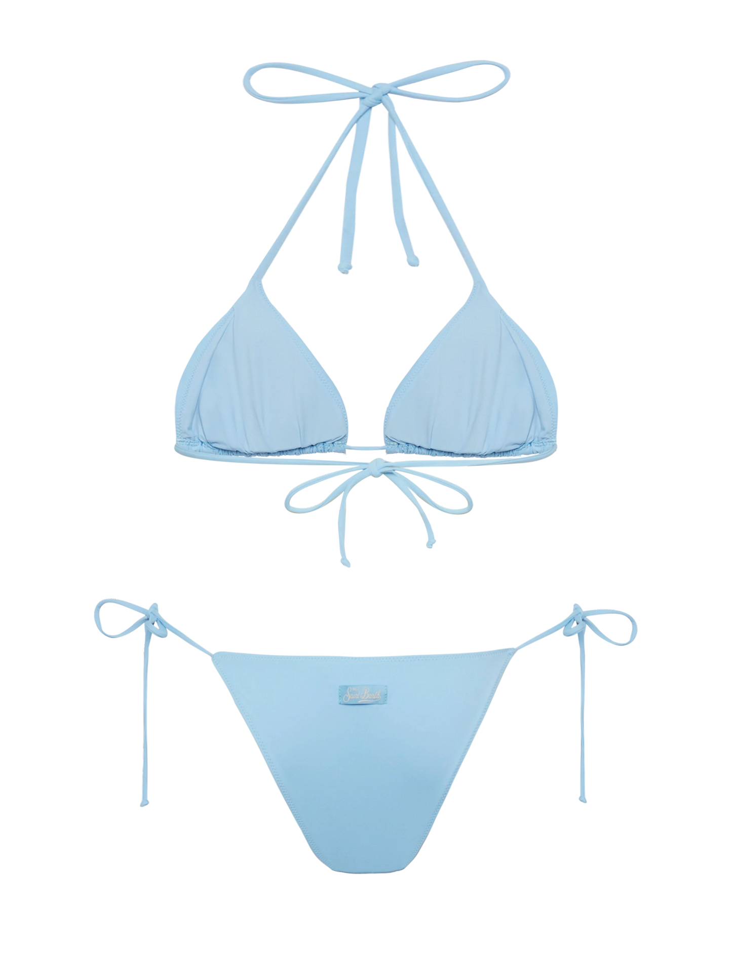 Light blue classic triangle bikini Leah Marielle with striped rhinestone embellishment - MC2 Saint Barth