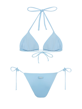 Light blue classic triangle bikini Leah Marielle with striped rhinestone embellishment - MC2 Saint Barth