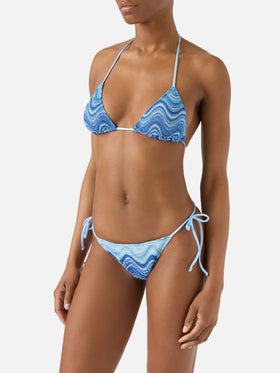 Bikini Leah Marielle in raschel onde degradé blu