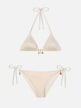 Bikini Leah Virgo glossy finish beige con charms