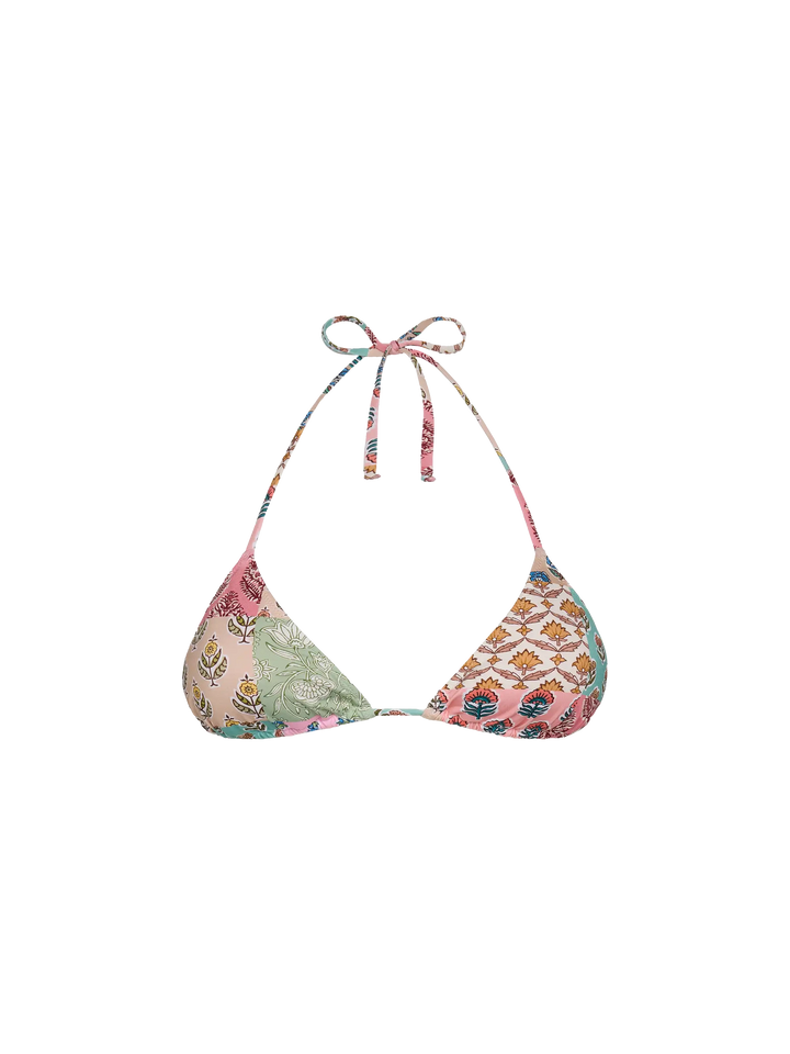 Leah triangle top swimsuit with floral patch print