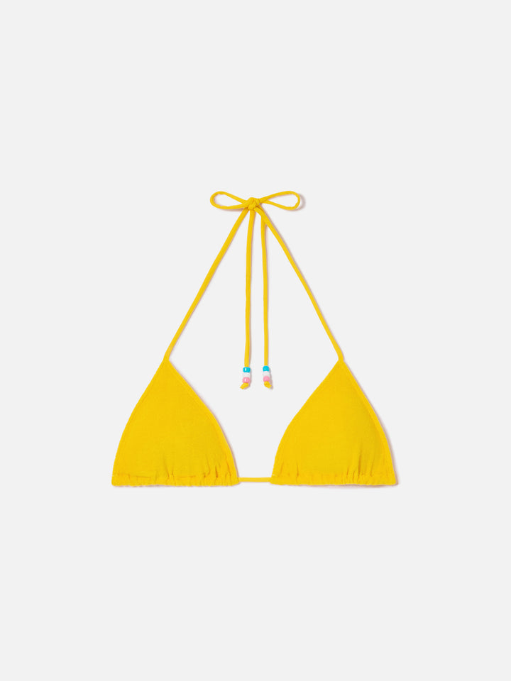 Haut de bikini triangle en éponge Yellow Leah avec charms 