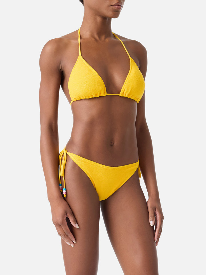 Bikini triangle en éponge jaune Leah Marielle avec charms 