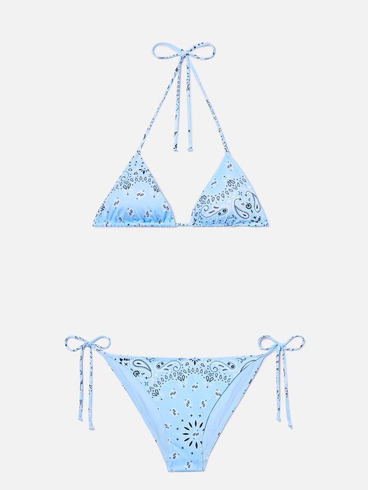 Leah Virgo light blue bandana print bikini