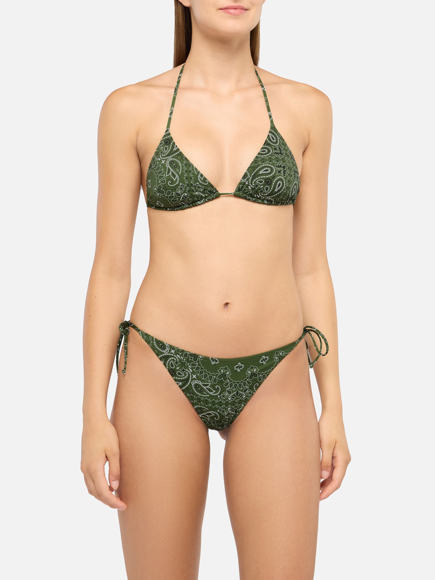 Virgo classic swim briefs with bandanna print                                   - Leah triangle top swimsuit with bandanna print