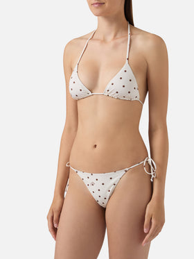 Leah Norah beige brown polka dot bikini