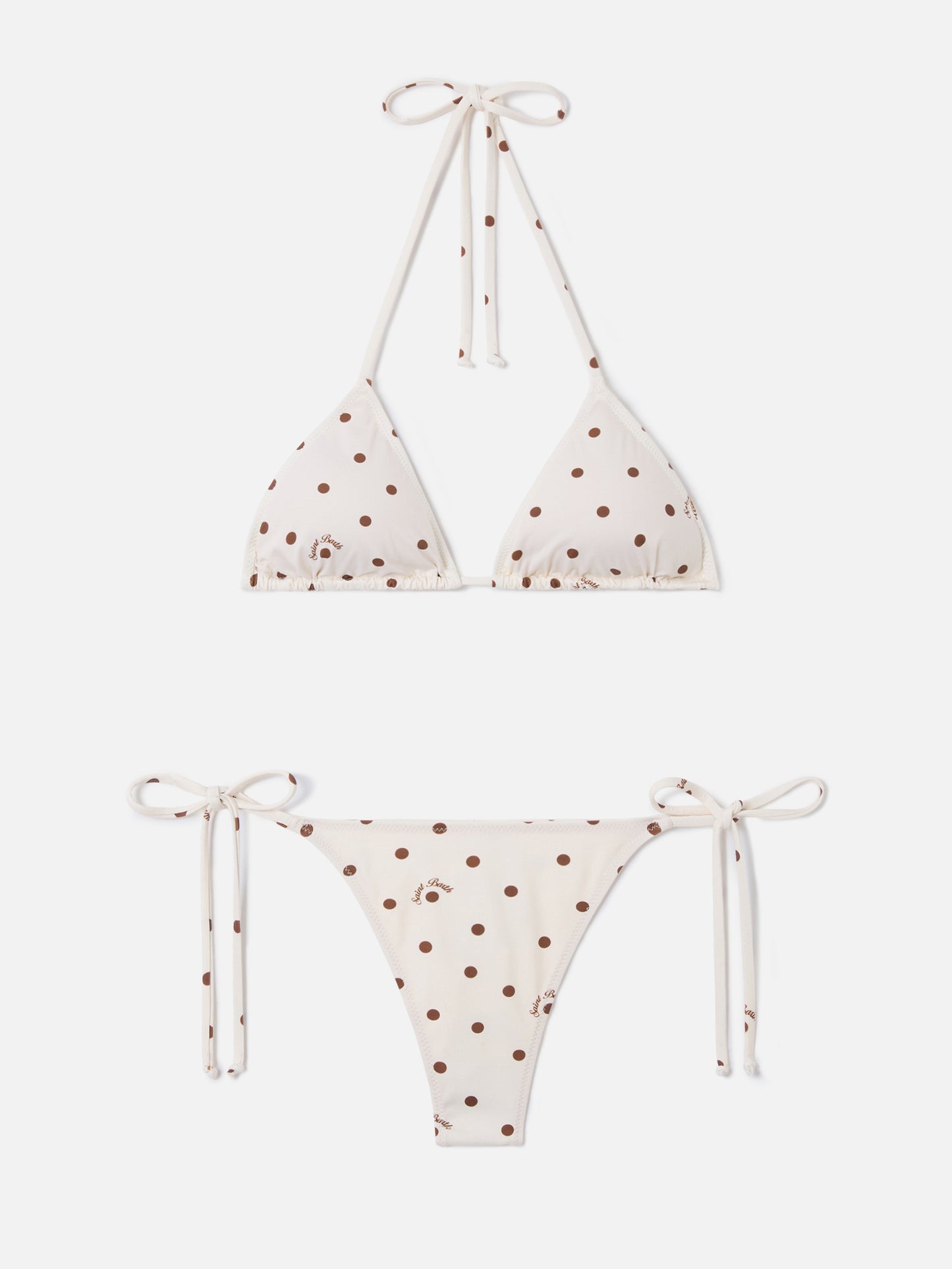 Leah Norah beige brown polka dot bikini