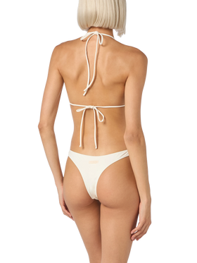 Woman cream triangle bikini Leah Naomi