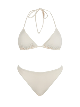 Woman cream triangle bikini Leah Naomi