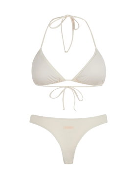 Woman cream triangle bikini Leah Naomi