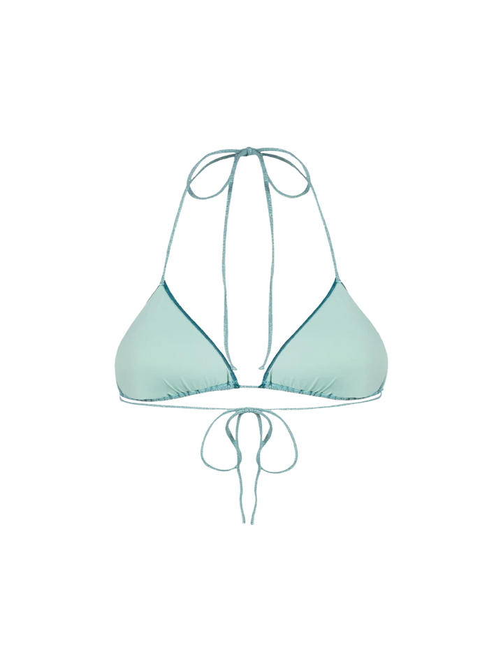 Wassergrüner Damen-Badeanzug Leah aus Lurex mit Triangel-Top