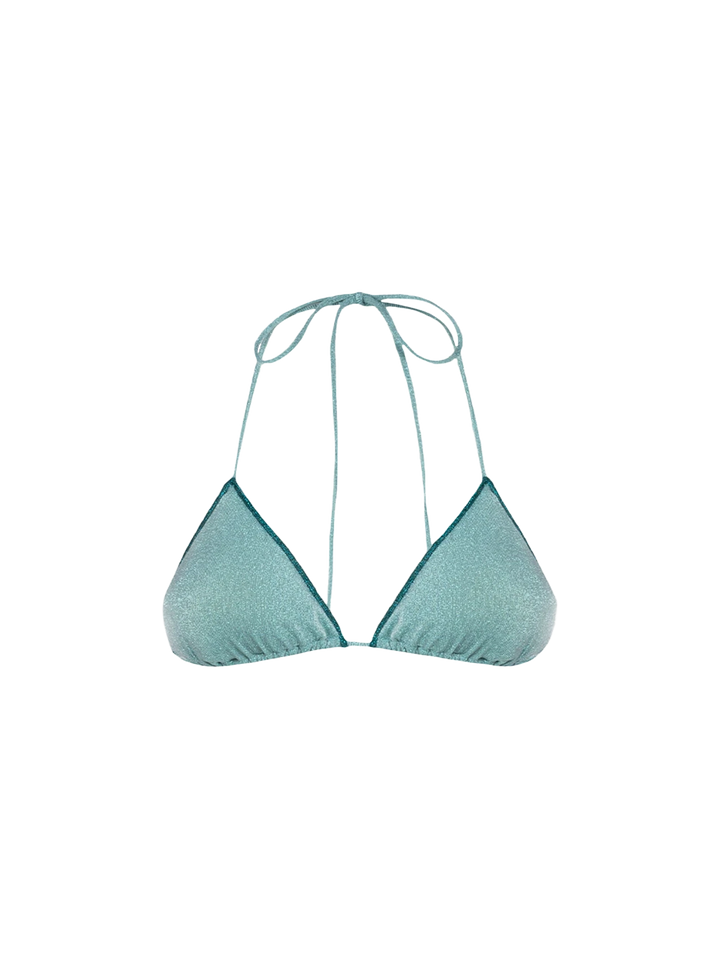 Wassergrüner Damen-Badeanzug Leah aus Lurex mit Triangel-Top
