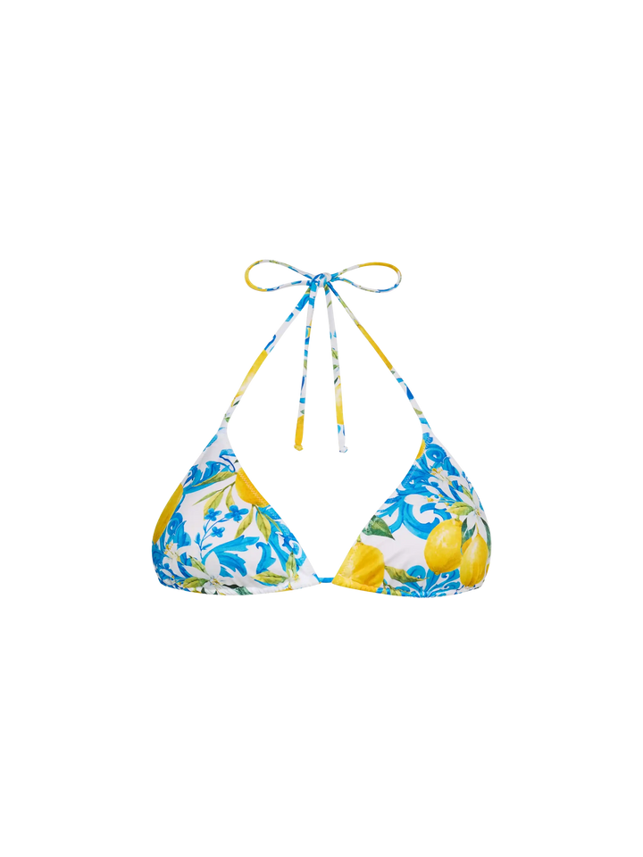 Leah triangle top swimsuit with majolica print