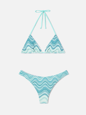 Bikini Leah Naomi en raschel dégradé vert d’eau 