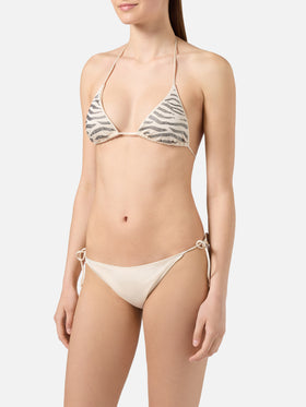 Leah Teen glossy finish bikini with zebra rhinestones