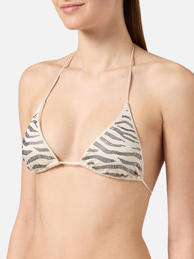 Leah Teen glossy finish bikini with zebra rhinestones