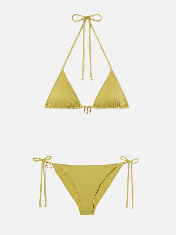 Bikini Leah Virgo glossy finish verde pistacchio con charms