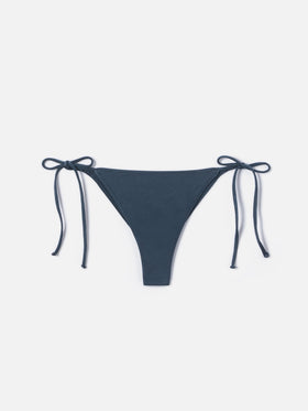 Marielle Plate brazilian bikini bottoms in dark grey glossy-finish fabric